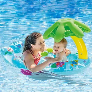 Nuovo doppio strato genitore-bambino gonfiabile nuoto galleggiante parasole piscina piscina galleggia con anello per i bambini