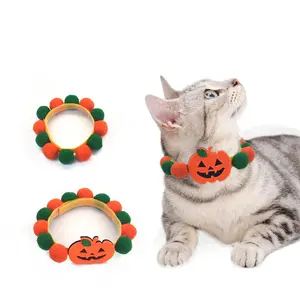 Nuovo stile Pet prodotti di Halloween zucca all'ingrosso peluche Pet Cat collare per cani