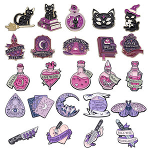 Métal Artisanat Dérive Bouteille Violet <span class=keywords><strong>Romance</strong></span> Animal Chat Mode Bijoux Broches DIY Émail Pins Badge Alliage Anime Broche - Product Image 1