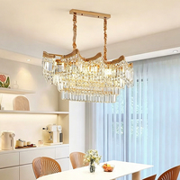 DUOMEIJU Lustre en cristal doré de luxe style duplex pour hôtels, villas, salons/salles à manger, escaliers multi-étages, suspension longue