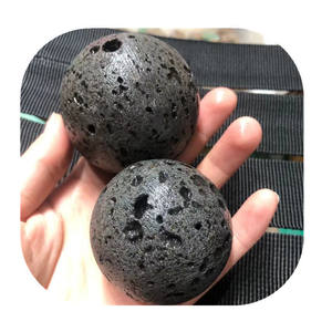 Nouveautés Cristaux de guérison en pierre volcanique Sphère Pierre de lave noire naturelle Boule de cristal pour la décoration de la maison - Product Image 1