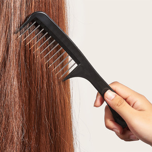 Professional Hair Styling <b>Comb</b> With Steel Needles Large Size For Salon Use Black Plastic Fork <b>Comb</b> - Product Image 5