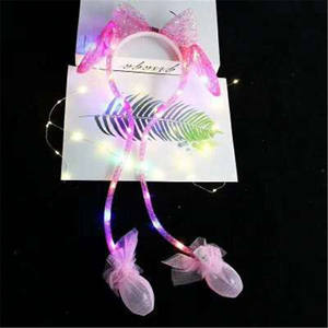 Festival-Party <span class=keywords><strong>LED</strong></span>-Bewegliche Hasenohren-Stirnbänder Niedliche Plastik-Leuchtstirnbänder mit Pumpe - Product Image 3