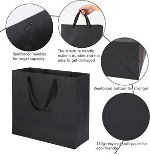 Black Gift <strong>Bags</strong> with <strong>Handles</strong> Large Kraft Paper <strong>Bags</strong> Heavy Duty Wrap <strong>Bags</strong> with Cloth <strong>Handles</strong> - Product Image 3