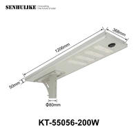 Lampadaire LED solaire blanc 200W à module quadruple, alimenté par batterie, étanche IP65, télécommande, pour autoroute et parking