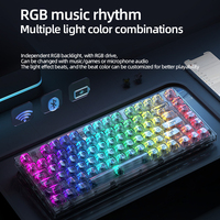 Keyboard 75% X75 82 Tombol DIY Kabel & Nirkabel 2.4G BT 3 Mode Transparan Hot Swappable Switch RGB Gaming Mekanik Kailh Baru USB