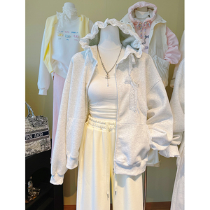 Cardigan à capuche décontracté pour <span class=keywords><strong>femme</strong></span> de haute qualité avec dentelle et patchwork en dentelle, <span class=keywords><strong>streetwear</strong></span>, veste à capuche pour <span class=keywords><strong>femme</strong></span> - Product Image 5