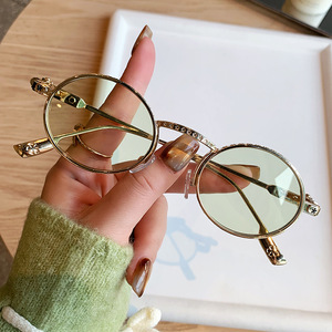 Retro <b>Round</b> <b>Sunglasses</b> Gold <b>Frame</b> UV400 Protection Unisex Street Style - Product Image 2