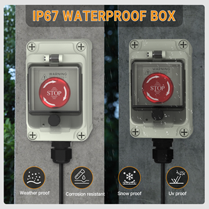 ปุ่มหยุดฉุกเฉินแบบเห็ดสีแดง 8A 250V 22 มม. กล่องสวิตช์หยุดฉุกเฉินกันน้ำ IP67 - Product Image 1