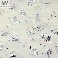Tissu en dentelle à sequins papillon Nanyee, 100% polyester, tissu en maille tricotée, tissu brodé pour mariage, pour filles