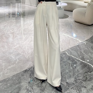 Pantalons larges pour femmes 2025 - Pantalons drapés taille haute |   Vêtements de bureau décontractés, résistants aux plis, couleur personnalisable, vente en gros - Product Image 2