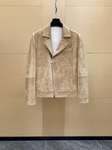 Veste de luxe sur mesure Brunello Cucinelli en velours de peau de cerf coupe-vent avec fermeture éclair sur le devant pour homme - Product Image 1