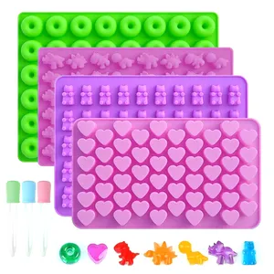 Gummy Bear Candy Molds Silicone Gummy Molds With 2 Droppers Non-stick Hand Make Silicone Moulds Cake Tools Mold