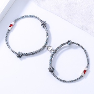 Heart Shaped Couple Bracelets Woven Red Heart Magnetic Closure Unisex Gift Jewelry Set SS 006 - Product Image 3