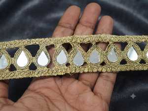 B.R. Borde Decorativo de Encaje con Patrón de Diamantes Dorados de 6 Pulgadas de Ancho para Saree, Lehenga, Bolsos, Regalos y Decoración Textil - Product Image 2
