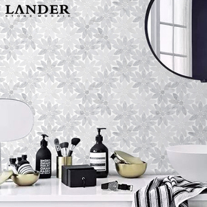 Carrara Đá Cẩm Thạch Trắng Khảm Gạch Hoa Hình Dạng Thiết Kế Mới - Product Image 2