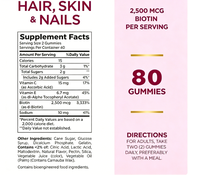 Gummies véganes OEM ODM à marque privée 2500mcg Biotine Collagène, supplément à base d'extraits végétaux pour la croissance des cheveux, les soins de la peau et des ongles chez l'adulte
