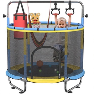 Mini <span class=keywords><strong>trampoline</strong></span> GUINGFUN 59 pouces en acier au carbone avec filet <span class=keywords><strong>de</strong></span> sécurité, barre <span class=keywords><strong>de</strong></span> gymnastique réglable, <span class=keywords><strong>pour</strong></span> enfants, utilisation intérieure/extérieure, cadeau d'anniversaire <span class=keywords><strong>pour</strong></span> garçons et filles - Product Image 1
