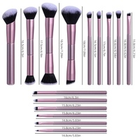 Nouvel ensemble de 15 pinceaux de maquillage haut de gamme à double tête, manche en bois violet, fibres artificielles, pour le visage, les yeux, les lèvres et le correcteur