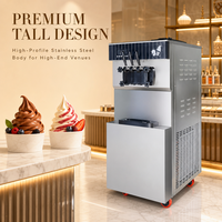 Fabrieksmodel ijsmachine van roestvrij staal, 3 smaken, voor op het aanrecht, gelato-ijsmachine