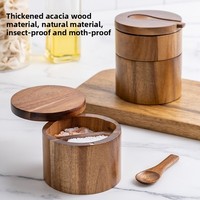 Pot en bois d'acacia, boîte à épices en bois massif, moulin à poivre artisanal en bois, pot à épices, rangement pour épices