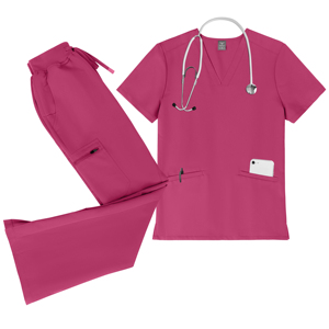 Jaune en gros col en v gommages uniformes ensembles à la mode soins infirmiers gommage costumes pour hôpital infirmière Flare pantalon large - Product Image 6