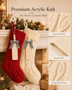 Grandes chaussettes de Noël en tricot pour la décoration de fêtes de famille, chaussettes de Noël pour les fêtes de fin d'année - Product Image 4