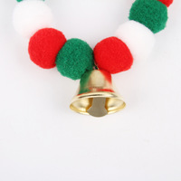 Collier pour chat de Noël avec pendentif boule de fourrure et clochette élastique, style japonais et coréen, motif color block, mignon
