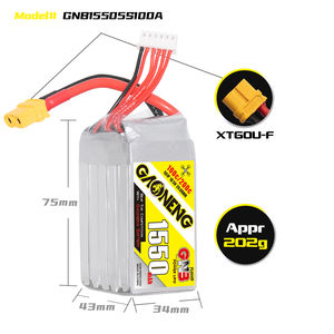 GNB GAONENG 1550mah 5S 18.5V 100C 200C XT60 FPV Drone <b>RC</b> LiPo Battery Pack - Product Image 4