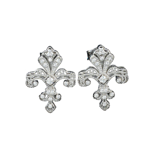 Pendientes de Plata de Ley 925 con Circonitas Cúbicas en Forma de Flor de Lis, Pendientes Vintage con Diamantes de Imitación para Mujer, Joyería Fina, Regalo - Product Image 1