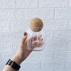 12oz Heat Resistant Glass Vessels Candle Jar Glass With Cork Ball Lids For Soy Wax Making