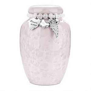 Pink Pearl Bead Bracelet and <b>Angel</b> Wing <b>Charms</b> for Adult Memorial Ashes Container Storage Urn Beautiful Keepsake Urn - Product Image 1