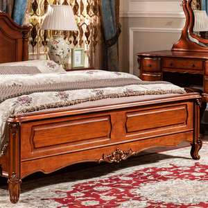 미국 복고풍 전통적인 단단한 나무 부드러운 침대 1.8m 홈 마스터 침실 더블 침대 웨딩 컨트리 스타일 대형 작은 침실 - Product Image 2