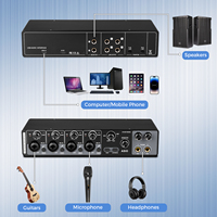 Carte son professionnelle MQ44 4 canaux Carte fils USB Studio Enregistrement par carte son Interface audio 24 bits 192Khz pour la diffusion en direct