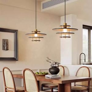 תליון תאורה פנימית מעץ יפני נוציק עיגול E27 מנורת תלייה לחדר אוכל אור שולחן בר - Product Image 2