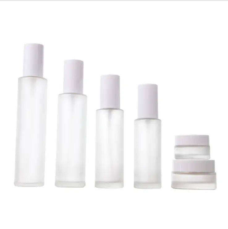 Hochwertige gefrostete Kosmetik flasche Kosmetik verpackung Lotion flasche Glas lotion flasche