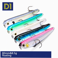 Leurre flottant type crayon 80 mm 8,5 g, leurre de pêche dur, appât de pêche, wobblers, leurres pour thon, lancer longue distance, appâts de pêche en mer
