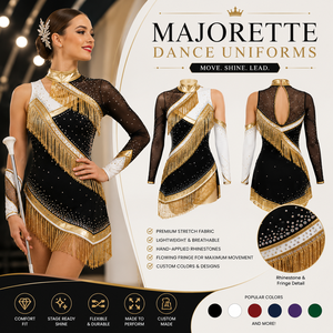 Uniformes de Majorette con Flecos, Trajes Personalizados para Baton Twirling, Ropa de Actuación con Pedrería, OEM ODM - Product Image 1
