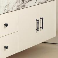 Poignée de meuble et bouton de tiroir haut de gamme en alliage de zinc noir mat pour armoire de chambre d'appartement de luxe, placard et porte de meuble