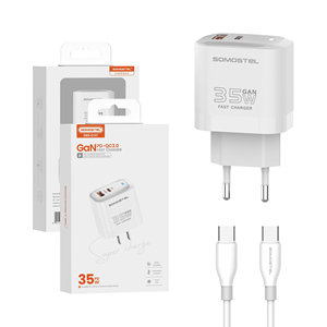 Caricabatterie rapido da viaggio Somostel Q107 PD 35W con spina EU/US per cellulari, con cavo dati TYPE-C USB, caricabatterie per cellulari. - Product Image 6