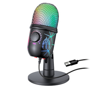 RGB Gaming USB Condenser <strong>Microphone</strong> for PC PS4 <strong>PS5</strong> Mac with RGB Mute Monitor Noise Reduction Volume Gain - Product Image 1