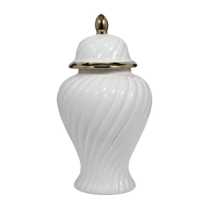 Vaso scultoreo in ceramica con coperchio per decorazioni domestiche, soggiorno, camera da letto, esposizione su tavolo - Product Image 1