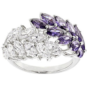 Anello Cocktail F399 con Fiore in Argento 925, Ametista Taglio Marquise con Montatura a Griffe, Anello Raffinato da Donna per Matrimonio - Product Image 1