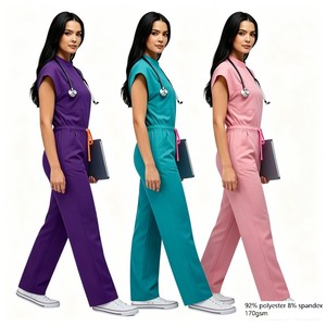 Mono quirúrgico elástico antiarrugas para esteticistas y médicos, modelo 42388 con cremallera frontal. - Product Image 1