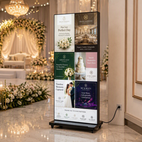 Kiosque d'affichage LED vertical, panneau d'affichage numérique portable avec roues, écran publicitaire LED intérieur pour panneau de bienvenue de mariage