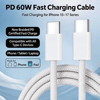 Pengisi Daya Cepat 60W Tipe C ke Tipe C Kabel 1M 2M 3M Kabel Data Pengisian Cepat PD untuk iphone 15 16 17 Pro Max xiaomi Samsung Huawei