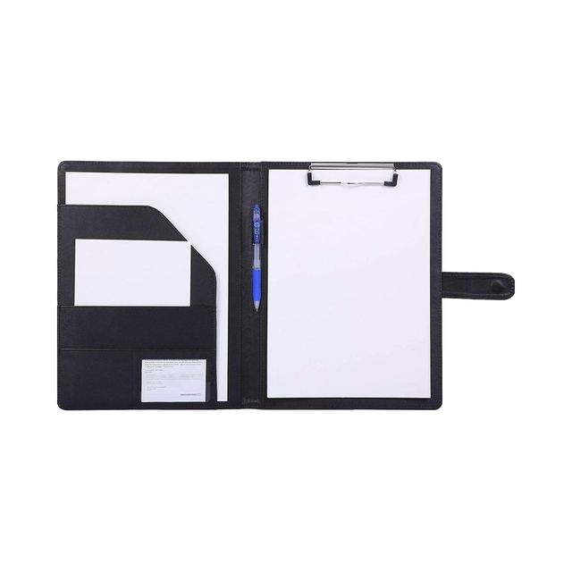 Mymazn Faux Leather Padfolio Clipboard Folder Legal Pad Holder Letter Size A4 Business Office Notepad Clip Boards Black Writing