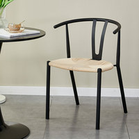 Chaise de salle à manger en rotin de style nordique, design en Y, dossier en métal, pour usage domestique, maisons d'hôtes, salons de thé, et salles d'étude de style chinois
