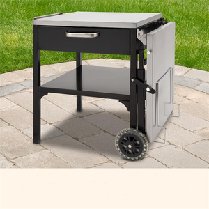 Table de cuisson extérieure pliable en acier inoxydable avec roues 48x24" Flame Tamer Eco-Friendly - Moderne et multifonctionnelle - Product Image 4