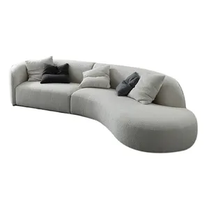 Sofá-cama modular moderno personalizado para casa, sofá-cama luxuoso em tecido de veludo curvo branco, sofá-cama para sala de estar e escritório